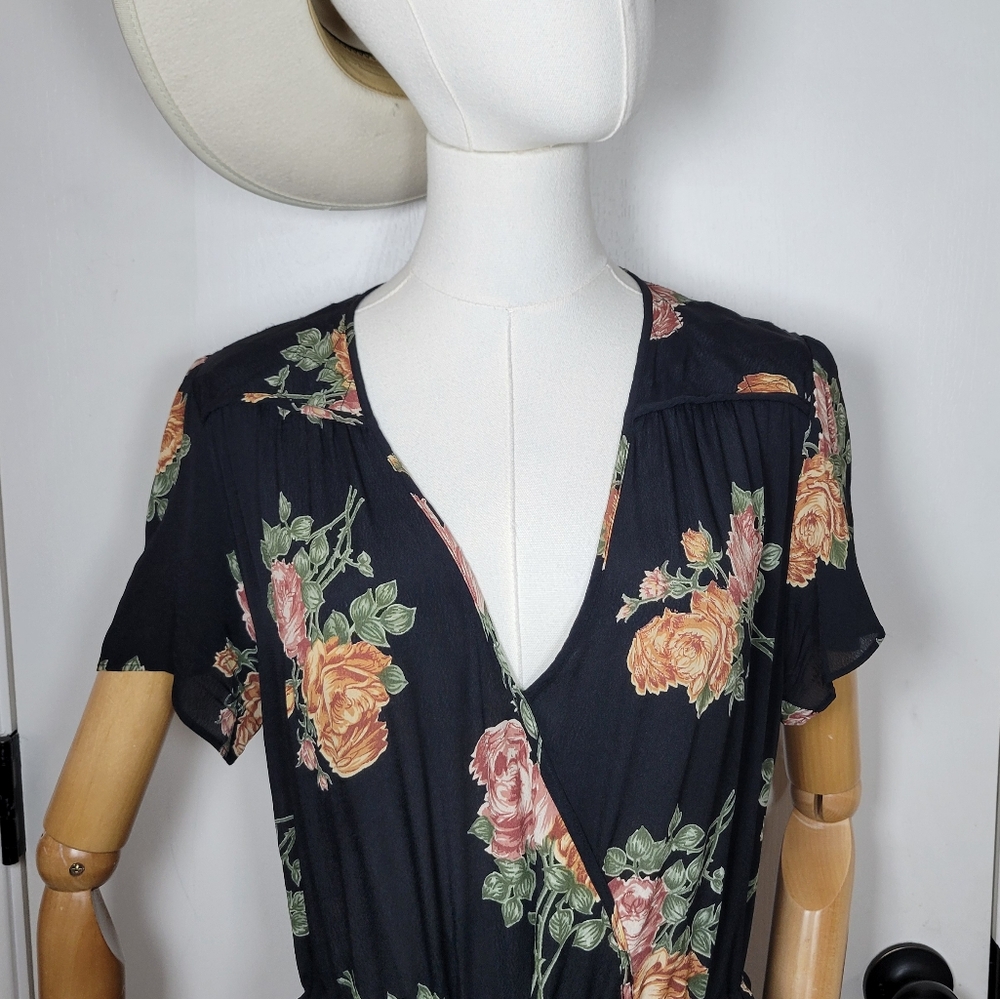 Christy Dawn Black Midi Dress with Pink and Peach Floral Print - Picture 4 of 11
